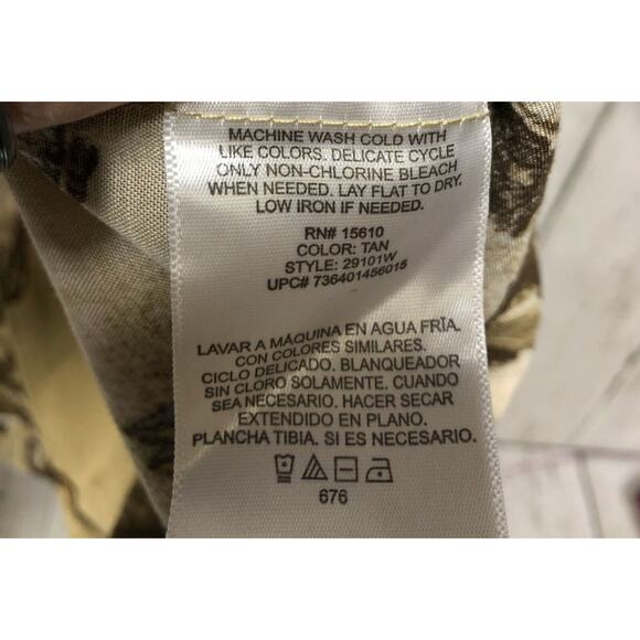 Panama Jack Mens XL Button Up Shirt Camp Collared Short Sleeve Beige Rayon - Picture 8 of 12